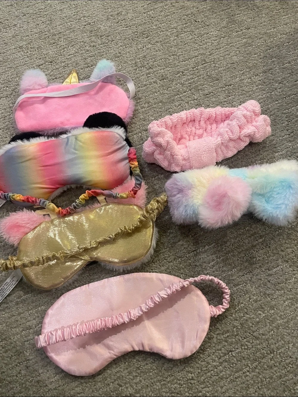 Cute Plush Sleep Mask & Headband Set - Pink Multicolor